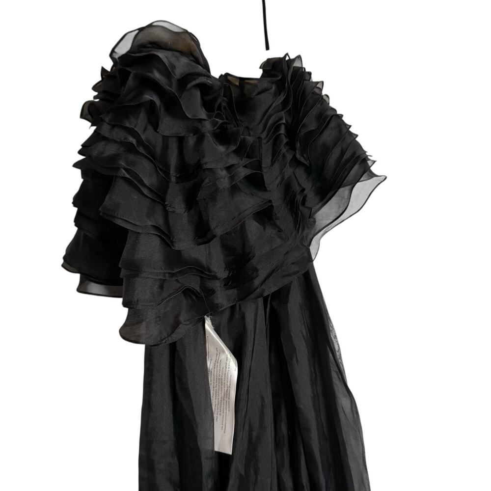 Mac Duggal Black Ruffle Layered One Shoulder Evening Formal Gown Size 8 - Picture 9 of 10